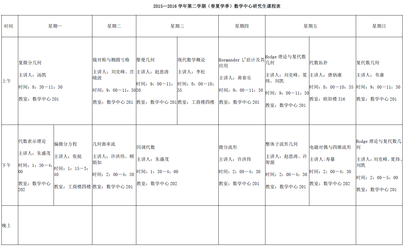 2015—2016学年第二学期（春夏学季）数学中心研究生课程表.png